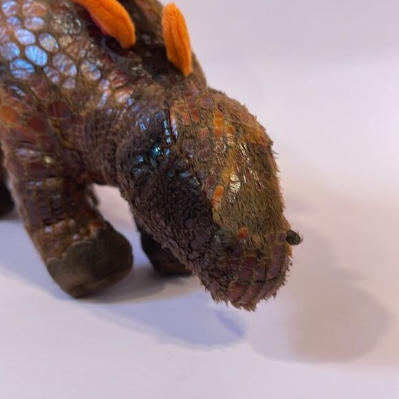 Douglas Plush Stegosaurus Dinosaur Stuffed Animal Red Brown Orange 11” long GUC - Picture 6 of 9